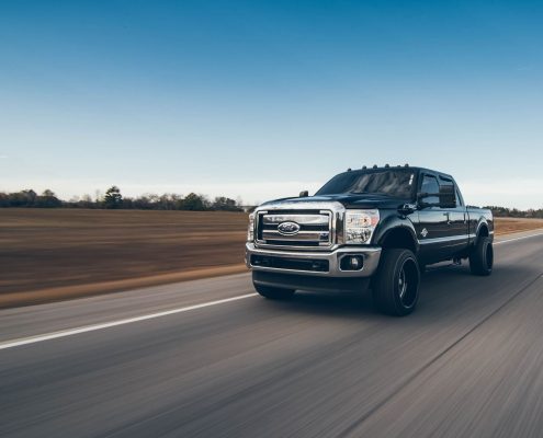 ford powerstroke truck on highway